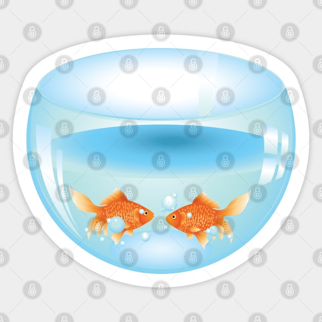 Gold Fish in Aquarium Sticker by AnnArtshock